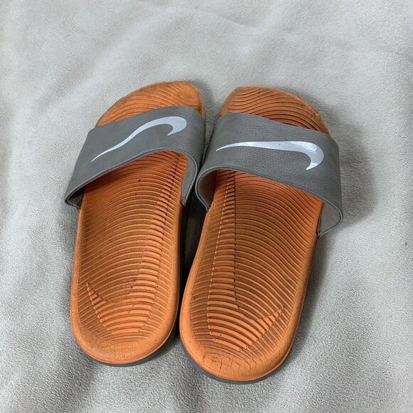 Nike Kawa Slide Youth Flip Flops Sandals Gray Orange Size 3Y Read Description - Picture 5 of 7